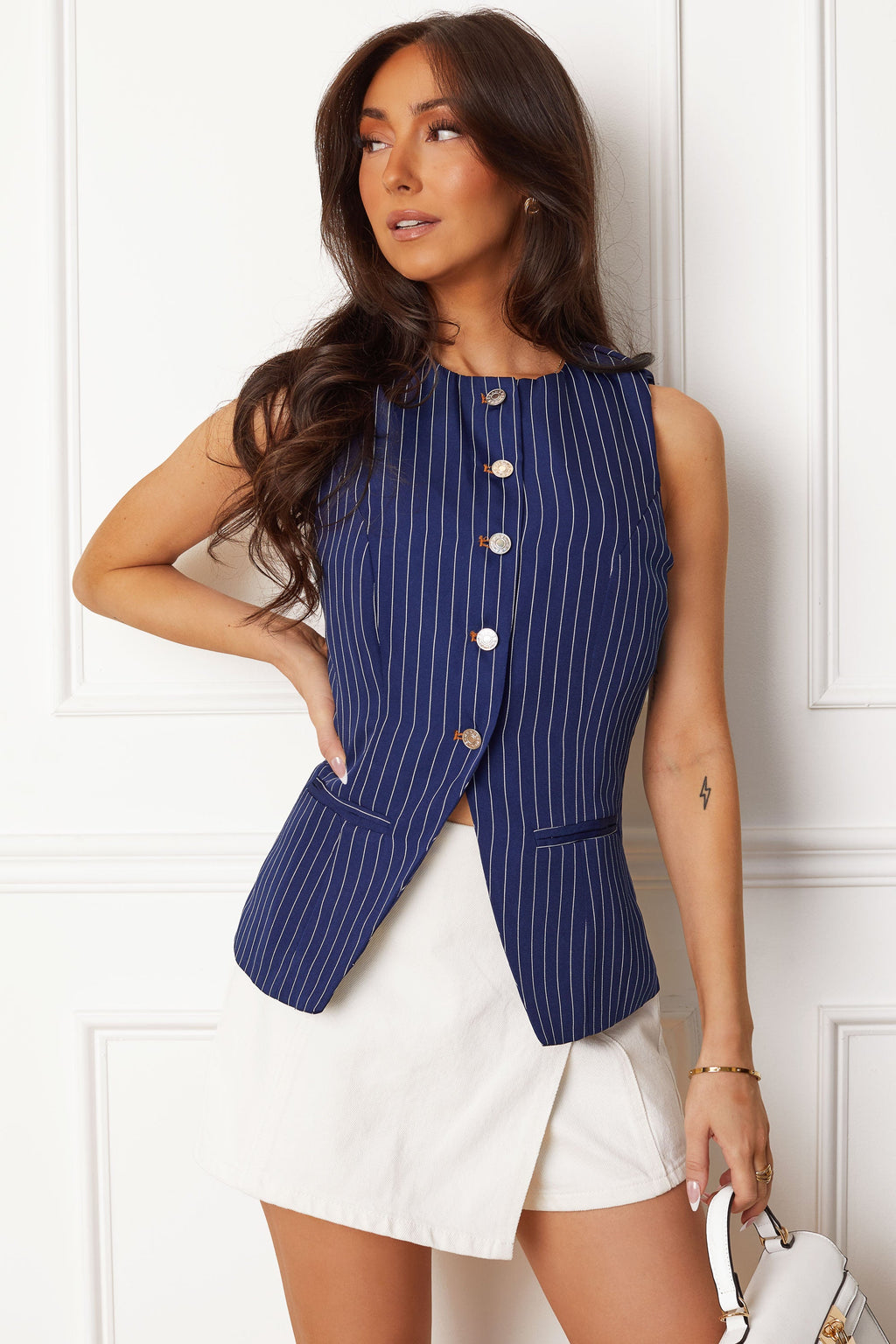 Briar White Denim Skort