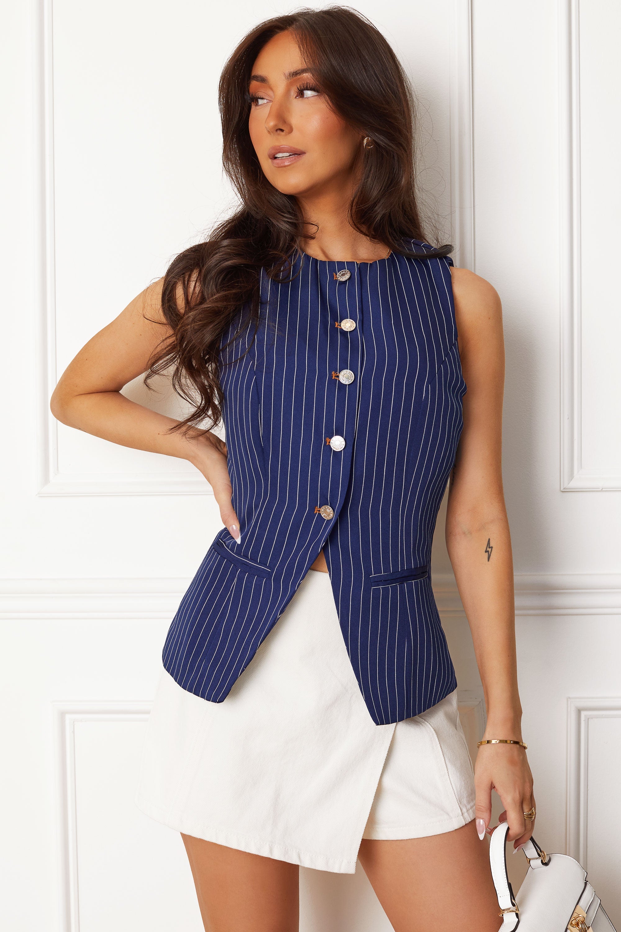 Briar White Denim Skort