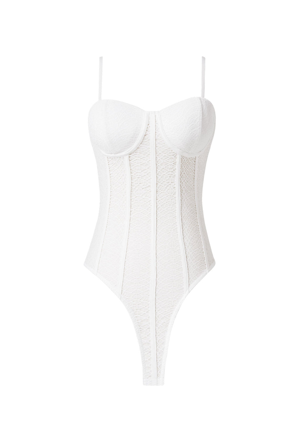 Burning Up White Lace Corset Bodysuit