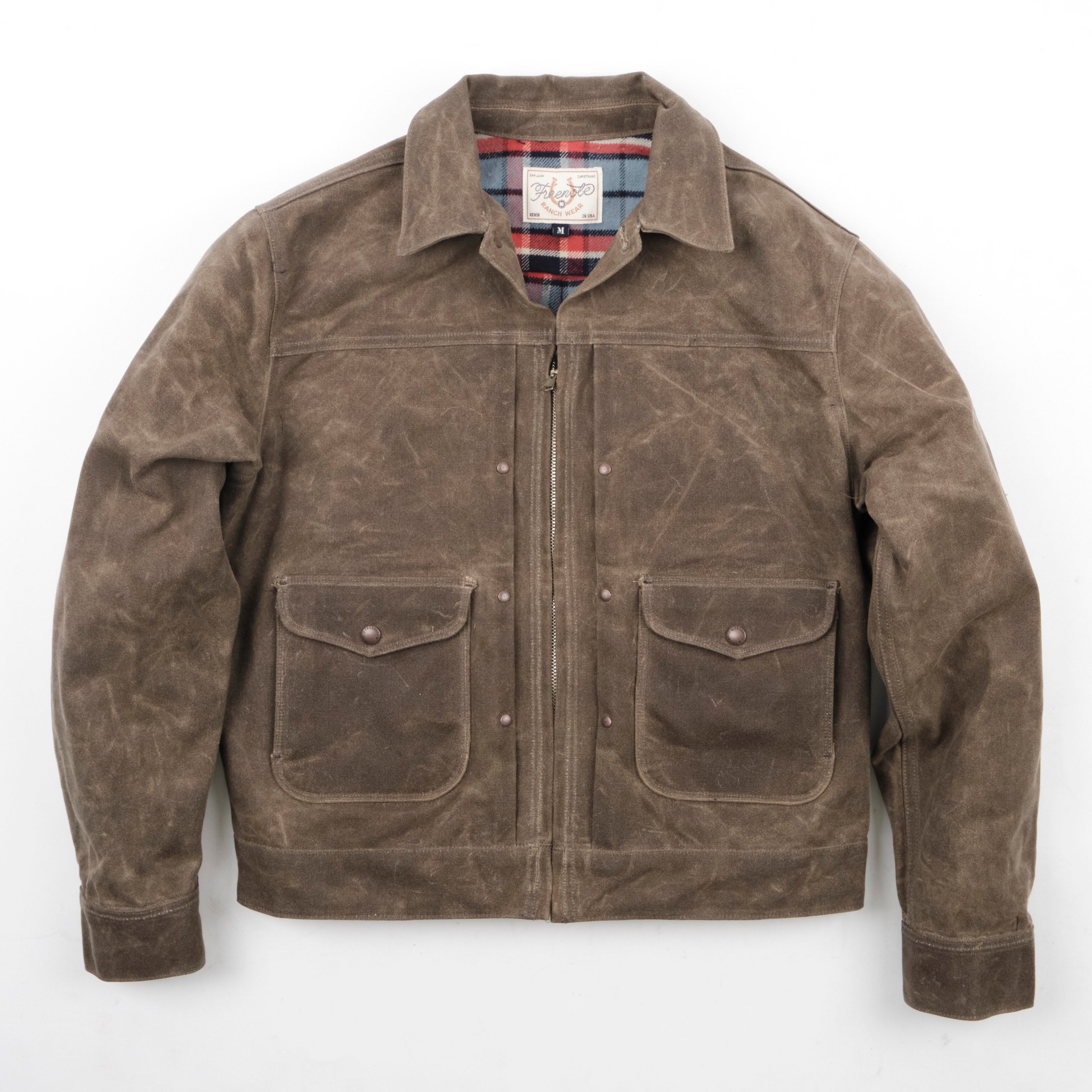 Faro Jacket Tobacco Heavy Waxed Canvas Blue Lining